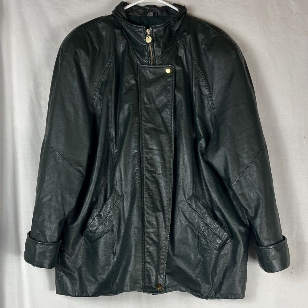 Vintage Green Leather Jacqueline Ferrar Coat